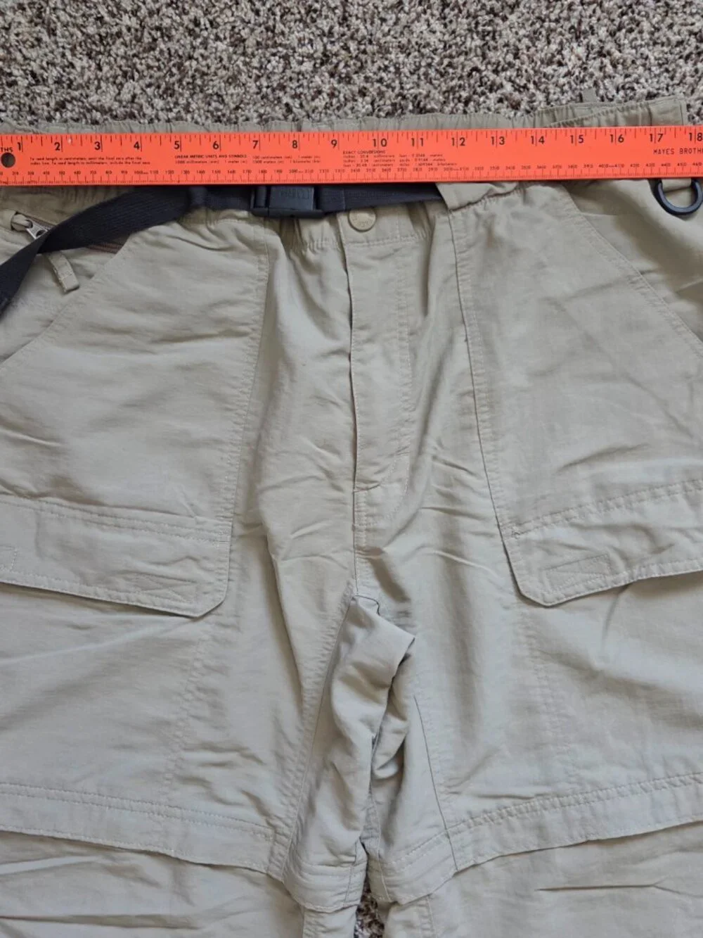 The North Face Mens XL Convertible Nylon Pant Beige Performance Belted Hiking